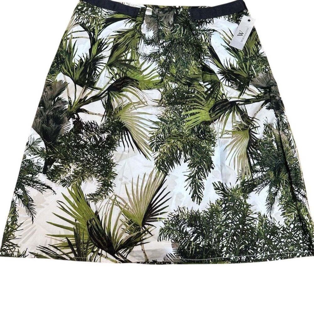 Worthington A-Line Skirt with Green Leaf Print